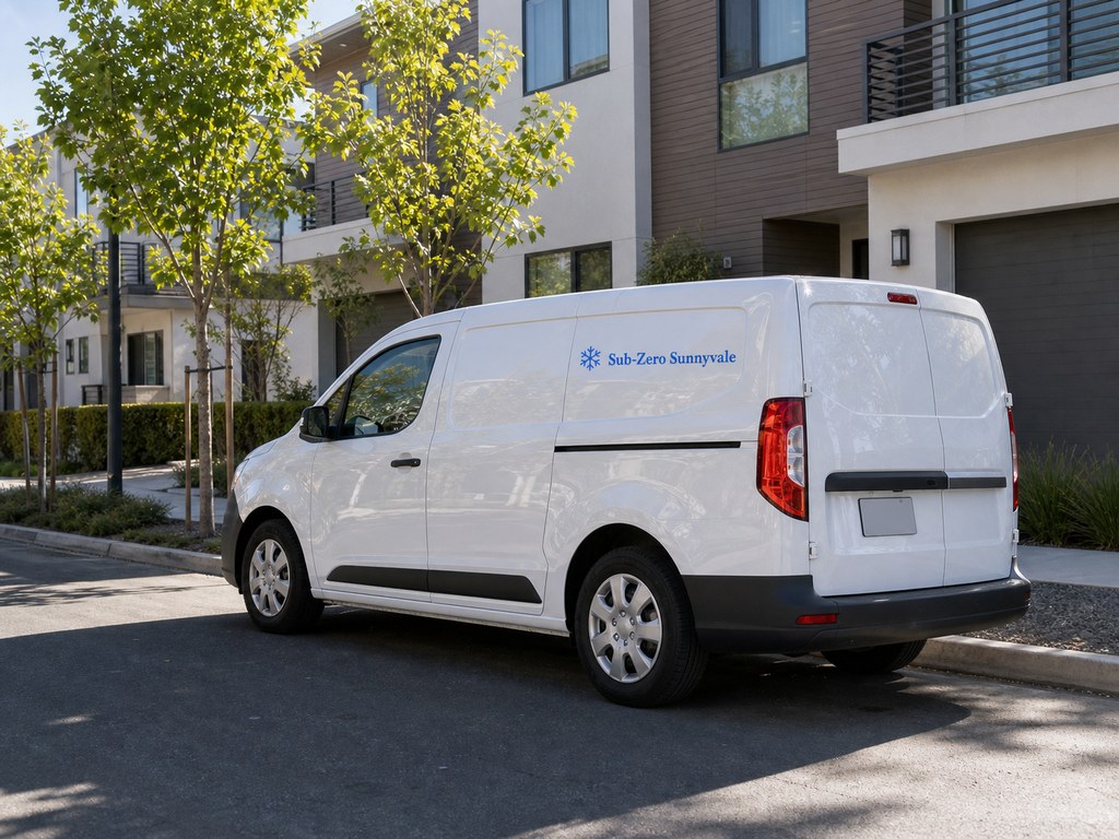 Sub-Zero Sunnyvale service van on a residential street, covering the Sunnyvale service area